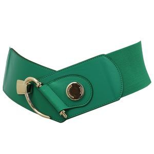 - Cowhide Leather Elastic Belt For Women, Darlene - Green (golden Buckle),🦎